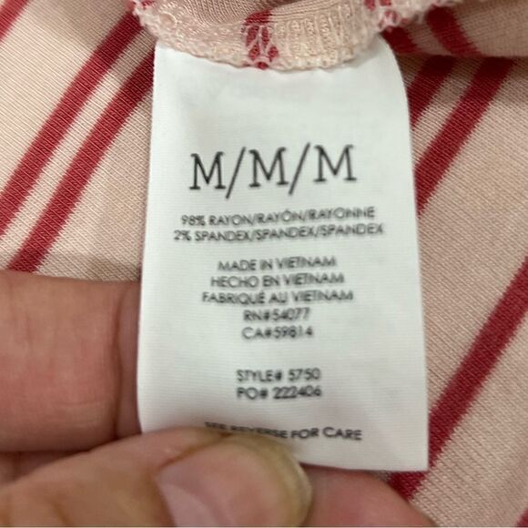 CAbi pink relaxed tickle tee 3/4 sleeve striped top style# 5750 size M - Picture 3 of 6